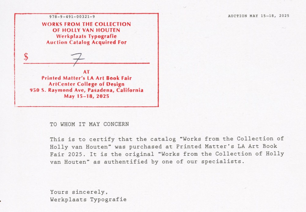 WORKS FROM THE COLLECTION OF HOLLY VAN HOUTEN